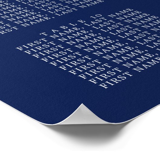 Chic Navy Blue Floral Winter Wedding Seating Chart Poster (Hoek)