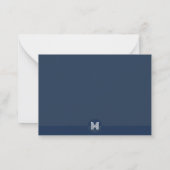 Chic Navy Blue Geometric Modern Monogram Notitiekaartje (Achterkant)