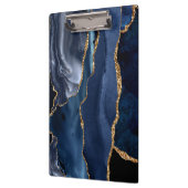 Chic Navy Blue Glitter Agate Geode Monogram Klembord (Links)