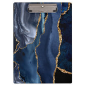 Chic Navy Blue Glitter Agate Geode Monogram Klembord (Voorkant)