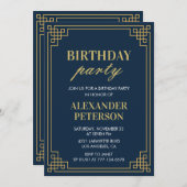 Chic Navy Blue Gold 92e verjaardagsfeest Kaart (Voorkant / Achterkant)