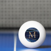 Chic Navy Blue Gold Agaat Geode Glitter Monogram Pingpongbal (Net)