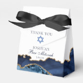 Chic Navy Blue Gold Agate Bar Mitzvah Fancy partij Bedankdoosjes (Voorkant Zijde)
