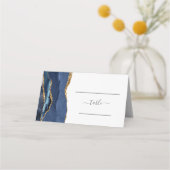 Chic Navy Blue Gold Agate Wedding Table Plaatskaartje (Voorkant)