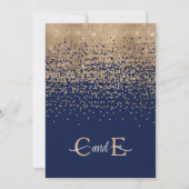 Chic Navy Blue Gold Glitter Confetti bruiloft Kaart (Achterkant)