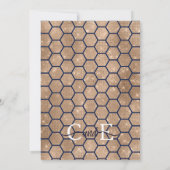 Chic Navy Blue Gold Glitter Hexagon Geo Wedding Kaart (Achterkant)