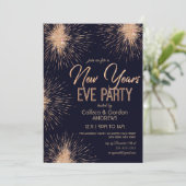Chic Navy Blue Gold Glitter Sparkler New Years Eve Kaart (Staand voorkant)