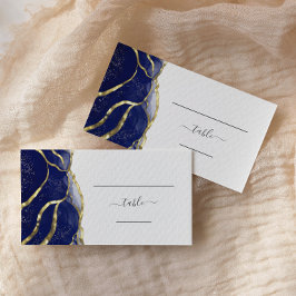 Chic Navy Blue Gold Ink Wedding Escort Plaatskaartje