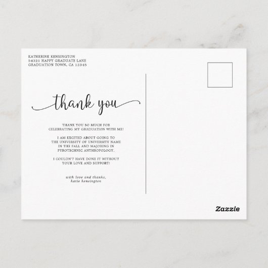 Chic Navy Blue Gold Photo Afstuderen Hartelijk dan Briefkaart (Achterkant)