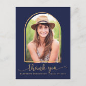 Chic Navy Blue Gold Photo Afstuderen Hartelijk dan Briefkaart (Voorkant)