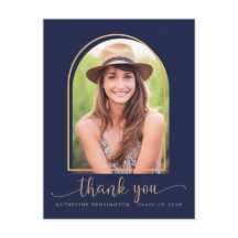 Chic Navy Blue Gold Photo Afstuderen Hartelijk dan