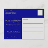 Chic Navy Blue Gold Save the Date Wedding Aankondigingskaart (Achterkant)