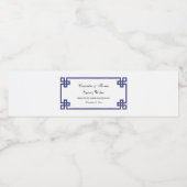 Chic Navy Blue Greek Key Knot Lijst Waterfles Etiket (Enkel label)