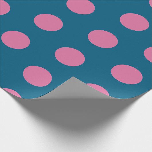 Chic Navy Blue Hot Pink Polka Dot Pattern Cadeaupapier (Hoek)