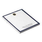 Chic Navy Blue Leather Circle Logo professional Notitieblok (Schuin)