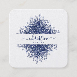 Chic Navy Blue Mandala Tekenhandtekening Vierkante Visitekaartje