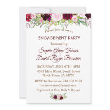 Chic Navy Blue Marsala Floral Engagement Party