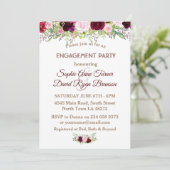 Chic Navy Blue Marsala Floral Engagement Party Kaart (Staand voorkant)