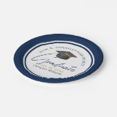 Chic Navy Blue Modern 2025 Afstudeerfeest Papieren Bordje (Gekanteld)
