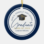 Chic Navy Blue Modern 2025 Afstuderen Kerst Keramisch Ornament (Voorkant)