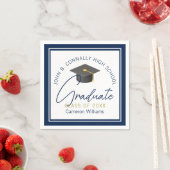 Chic Navy Blue Modern Graduation Party Servet (Insitu)