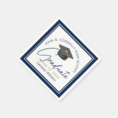Chic Navy Blue Modern Graduation Party Servet (Hoek)