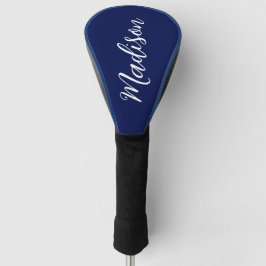 Chic Navy Blue Name Custom Handwritten Script Golfheadcover