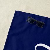 Chic Navy Blue Name Custom Handwritten Script Strandlaken (In situ)