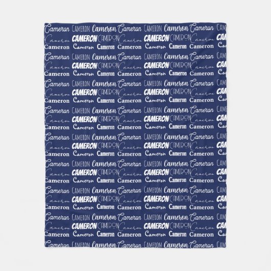 Chic Navy Blue Personalized Name Collage Fleece Deken (Voorkant)