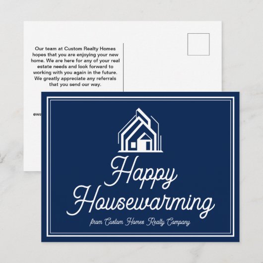 Chic Navy Blue Real Estate Company Custom Realtor Briefkaart (Voorkant / Achterkant)