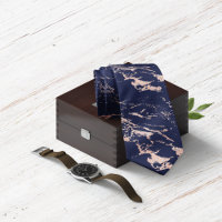 Chic Navy Blue Roos Gold Foil marmer