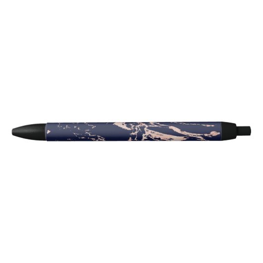 Chic Navy Blue Roos Gold Foil marmer Zwarte Inkt Pen (Voorkant)