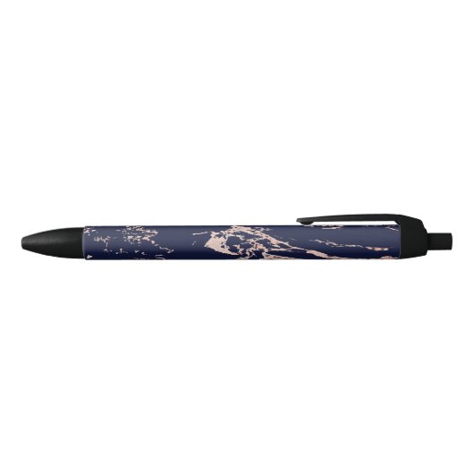 Chic Navy Blue Roos Gold Foil marmer Zwarte Inkt Pen (Bovenkant)