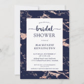 Chic Navy Blue Roos Gold Marble Vrijgezellenfeest Kaart (Voorkant)