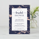 Chic Navy Blue Roos Gold Marble Vrijgezellenfeest Kaart (Staand voorkant)