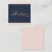 Chic Navy Blue & Roos Gold Script Bedankt Notitiekaartje (Voorkant / Achterkant)