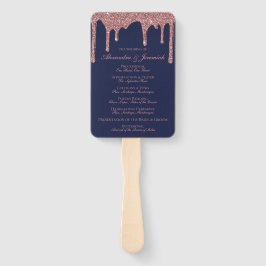 Chic Navy Blue Roos Gold Wedding Program Handwaaier