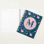 Chic Navy Blue Roze Butterfly Monogram Planner (Display)