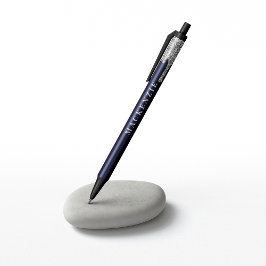 Chic Navy Blue Silver Glitter Driving Luxury Zwarte Inkt Pen