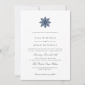 Chic Navy Blue Snowflake Winter formele bruiloft Kaart (Voorkant)