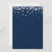 Chic Navy Blue Snowflake Winter formele bruiloft Kaart (Achterkant)