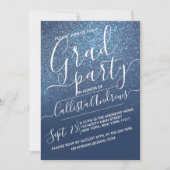 Chic Navy Blue Sparkly Glitter Ombre Afstuderen Kaart (Voorkant)