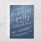 Chic Navy Blue Sparkly Glitter Ombre Bachelorette Kaart (Voorkant)