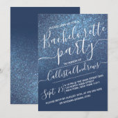 Chic Navy Blue Sparkly Glitter Ombre Bachelorette Kaart (Voorkant / Achterkant)