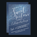 Chic Navy Blue Sparkly Glitter Ombre Sweet 16 Kaart<br><div class="desc">Deze elegante, girly en chique zoete zestien verjaardagsfeestje uitnodiging is perfect voor de trendy en stijlvolle jonge tienermeisje. Het toont een faux gedrukte marineblauwe sprankelende glitter en kleur ombre gradient met een aangepaste cursieve script typografie setup. Het is een glamoureuze, vrouwelijke, eenvoudige en unieke toets op een populaire trend die...</div>