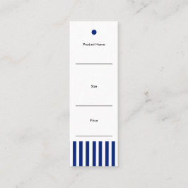 Chic Navy Blue Stripes Boutique Price Tag Mini Visitekaartje