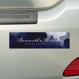 Chic Navy Blue Waterverf Abstract Blush Pink Bumpersticker