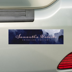 Chic Navy Blue Waterverf Abstract Blush Pink Bumpersticker