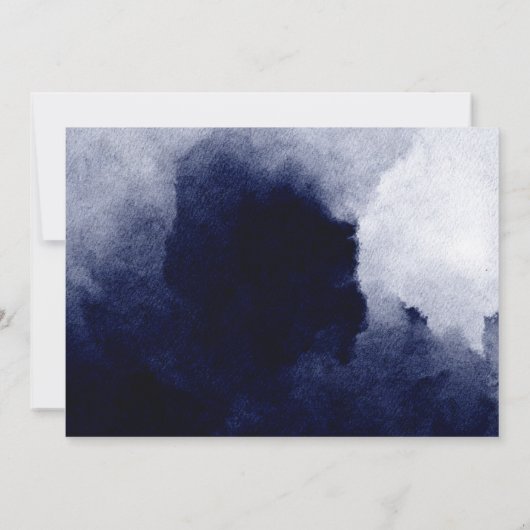 Chic Navy Blue Waterverf Blush Pink Monogram Notitiekaartje (Achterkant)