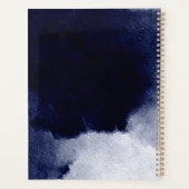 Chic Navy Blue Waterverf Blush Pink Monogram Planner (Achterkant)